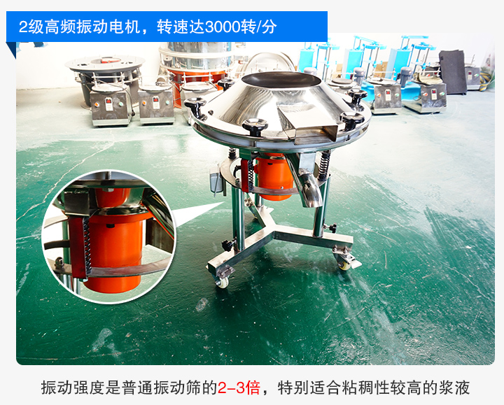 振動頻率為50Hz，振幅不超過2毫米，振動強度至少是別的振動篩的2倍